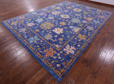 Blue Turkish Oushak Hand Knotted Wool Rug - 10' 2" X 14' 0" - Golden Nile