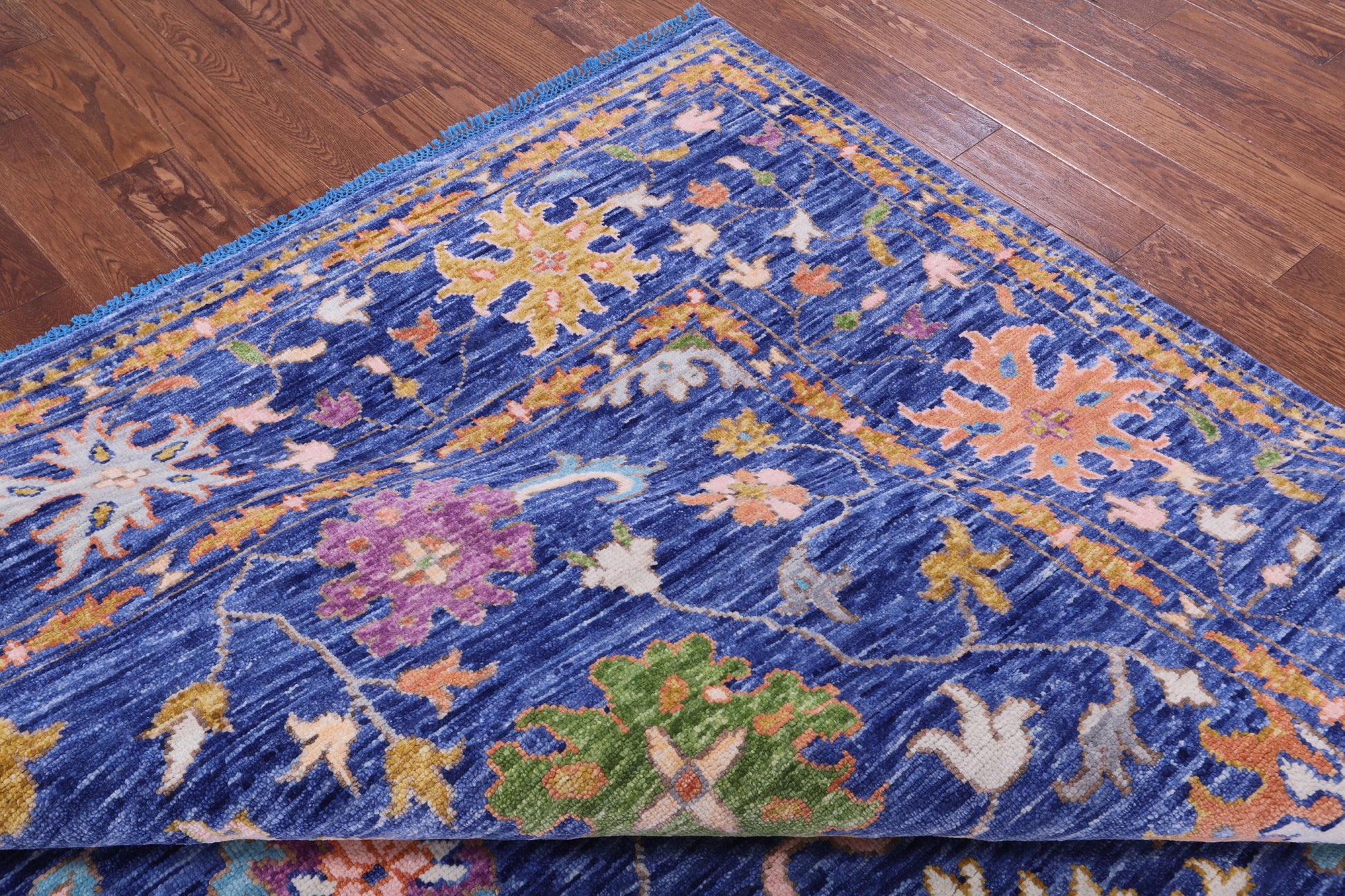 Blue Turkish Oushak Hand Knotted Wool Rug - 10' 2" X 14' 0" - Golden Nile