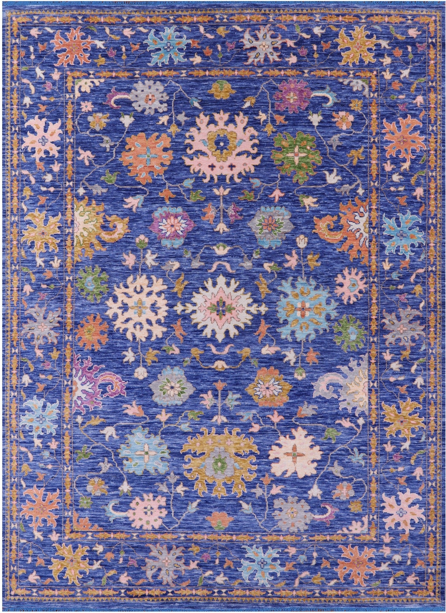 Blue Turkish Oushak Hand Knotted Wool Rug - 10' 2" X 14' 0" - Golden Nile
