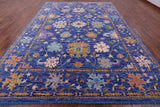 Blue Turkish Oushak Hand Knotted Wool Rug - 10' 2" X 14' 0" - Golden Nile
