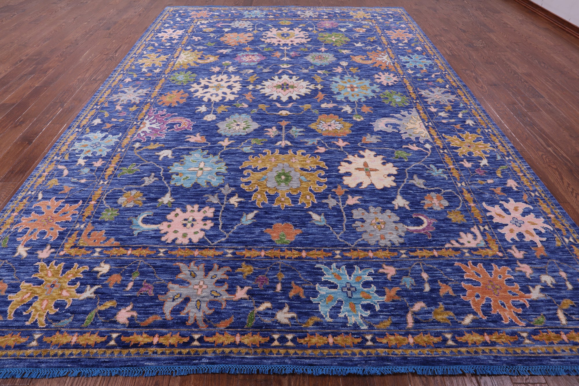 Blue Turkish Oushak Hand Knotted Wool Rug - 10' 2" X 14' 0" - Golden Nile