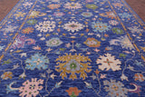Blue Turkish Oushak Hand Knotted Wool Rug - 10' 2" X 14' 0" - Golden Nile