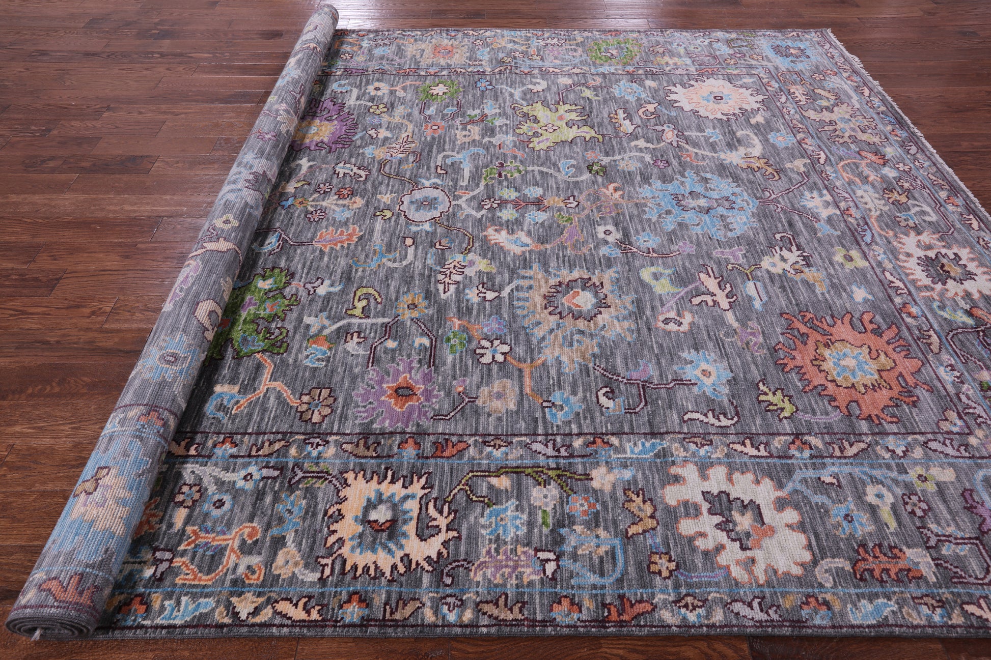 Grey Turkish Oushak Handmade Wool Rug - 9' 4" X 12' 0" - Golden Nile