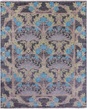 Grey William Morris Hand Knotted Wool Rug - 7' 11" X 9' 9" - Golden Nile