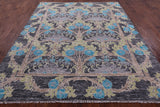 Grey William Morris Hand Knotted Wool Rug - 7' 11" X 9' 9" - Golden Nile