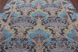 Grey William Morris Hand Knotted Wool Rug - 7' 11" X 9' 9" - Golden Nile