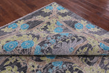 Grey William Morris Hand Knotted Wool Rug - 7' 11" X 9' 9" - Golden Nile