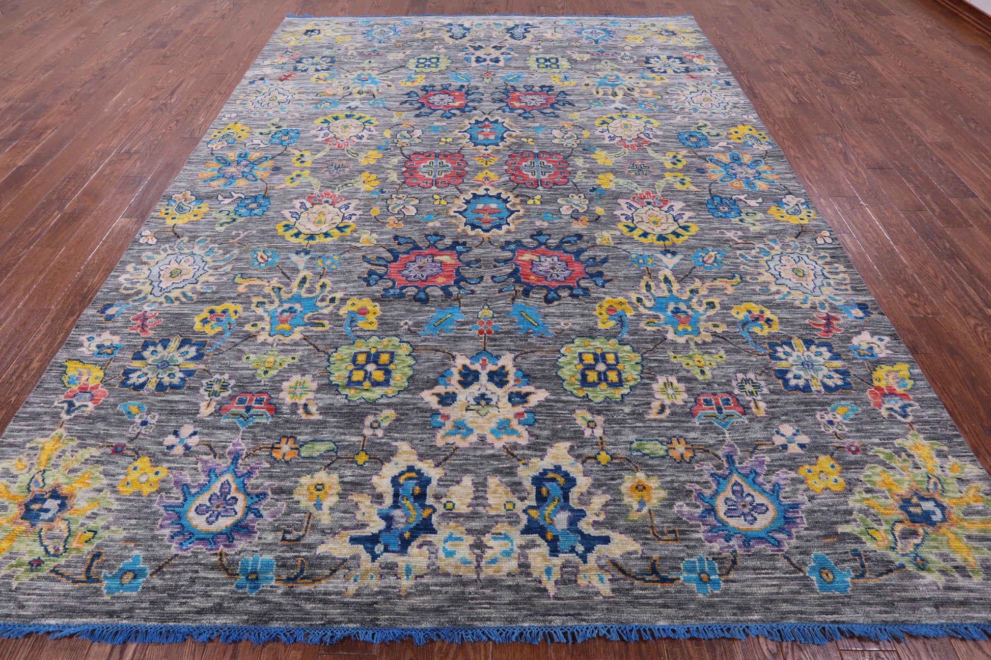 Grey Turkish Oushak Hand Knotted Wool Rug - 8' 11" X 11' 11" - Golden Nile