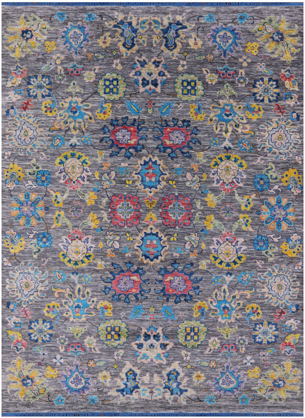 Grey Turkish Oushak Hand Knotted Wool Rug - 8' 11" X 11' 11" - Golden Nile