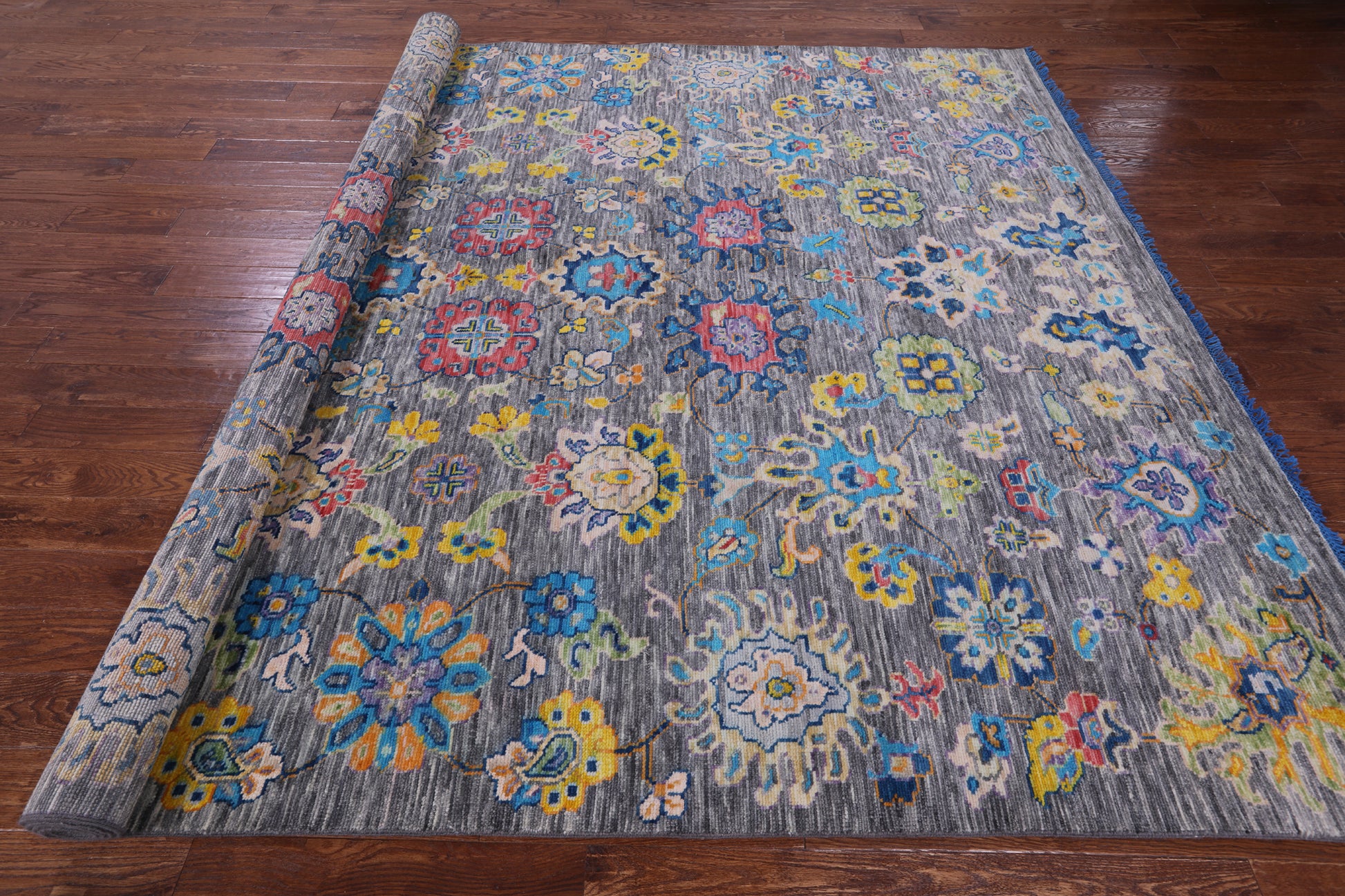 Grey Turkish Oushak Hand Knotted Wool Rug - 8' 11" X 11' 11" - Golden Nile