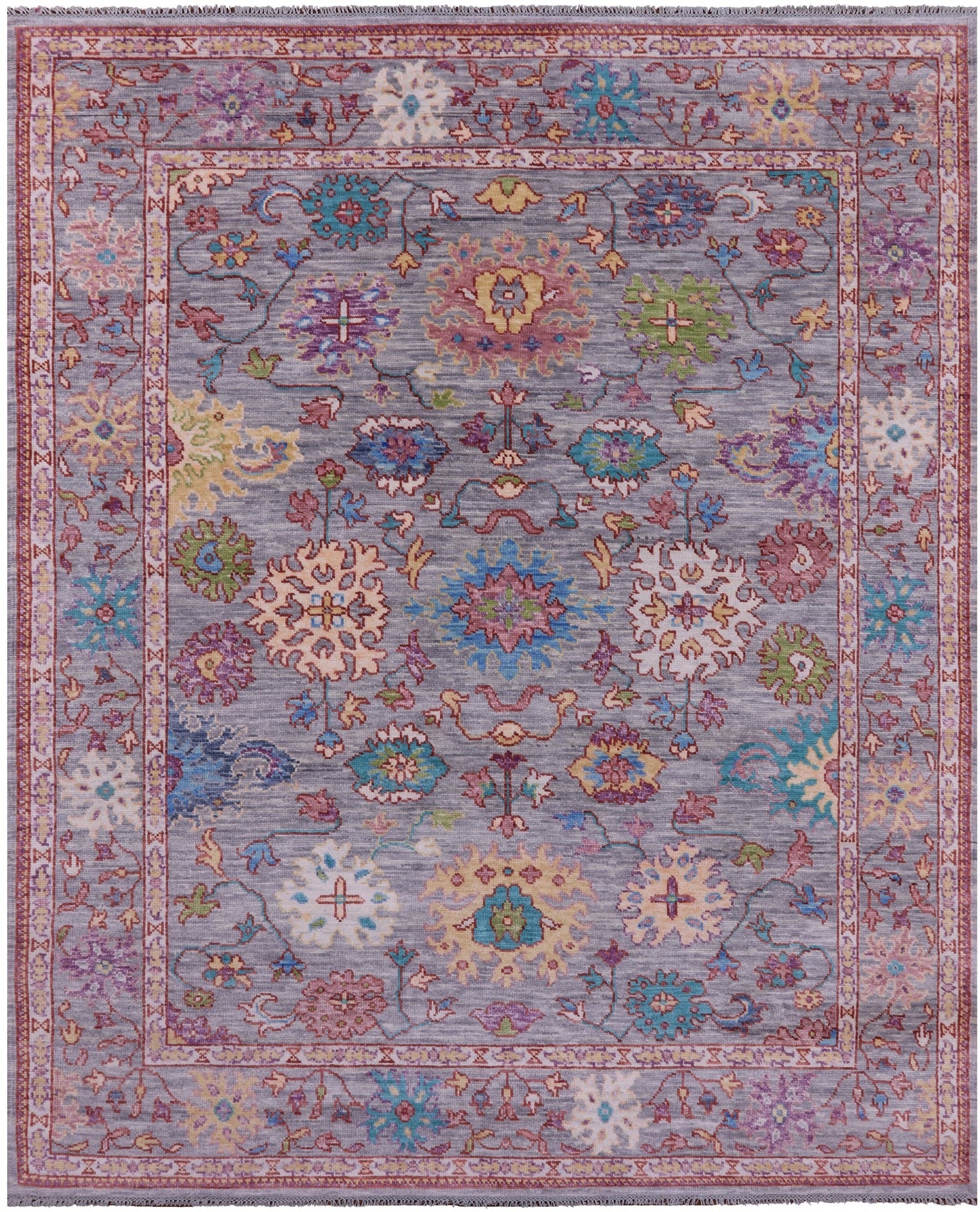 Grey Turkish Oushak Hand Knotted Wool Rug - 7' 11" X 9' 10" - Golden Nile