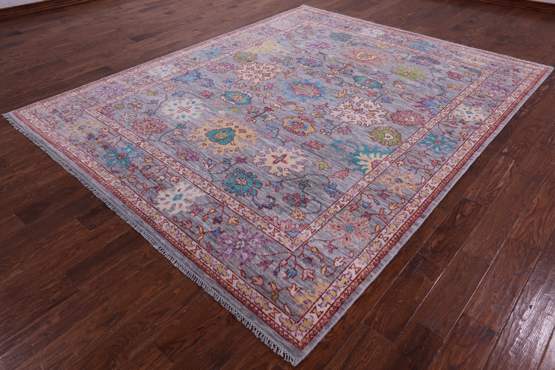 Grey Turkish Oushak Hand Knotted Wool Rug - 7' 11" X 9' 10" - Golden Nile