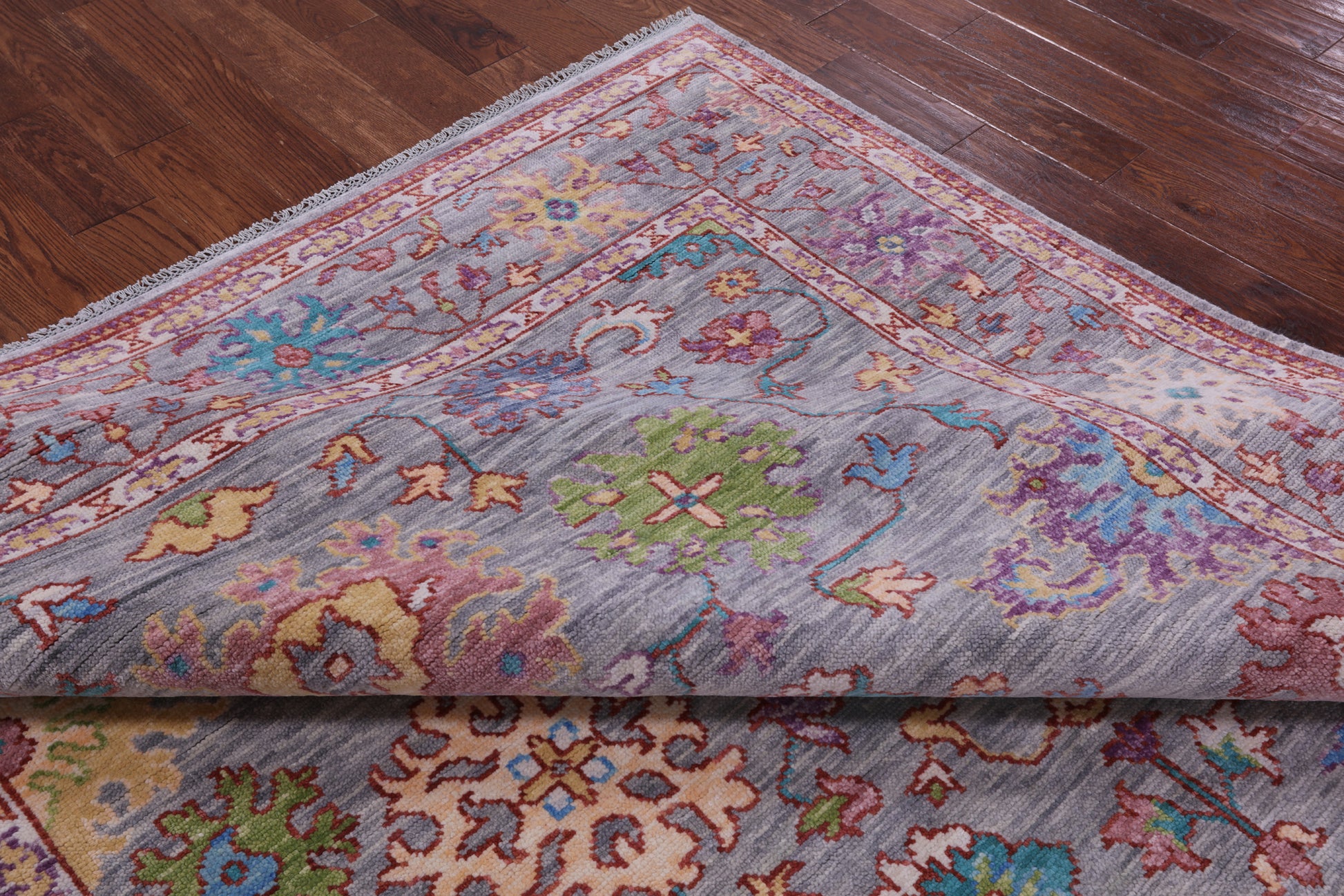 Grey Turkish Oushak Hand Knotted Wool Rug - 7' 11" X 9' 10" - Golden Nile