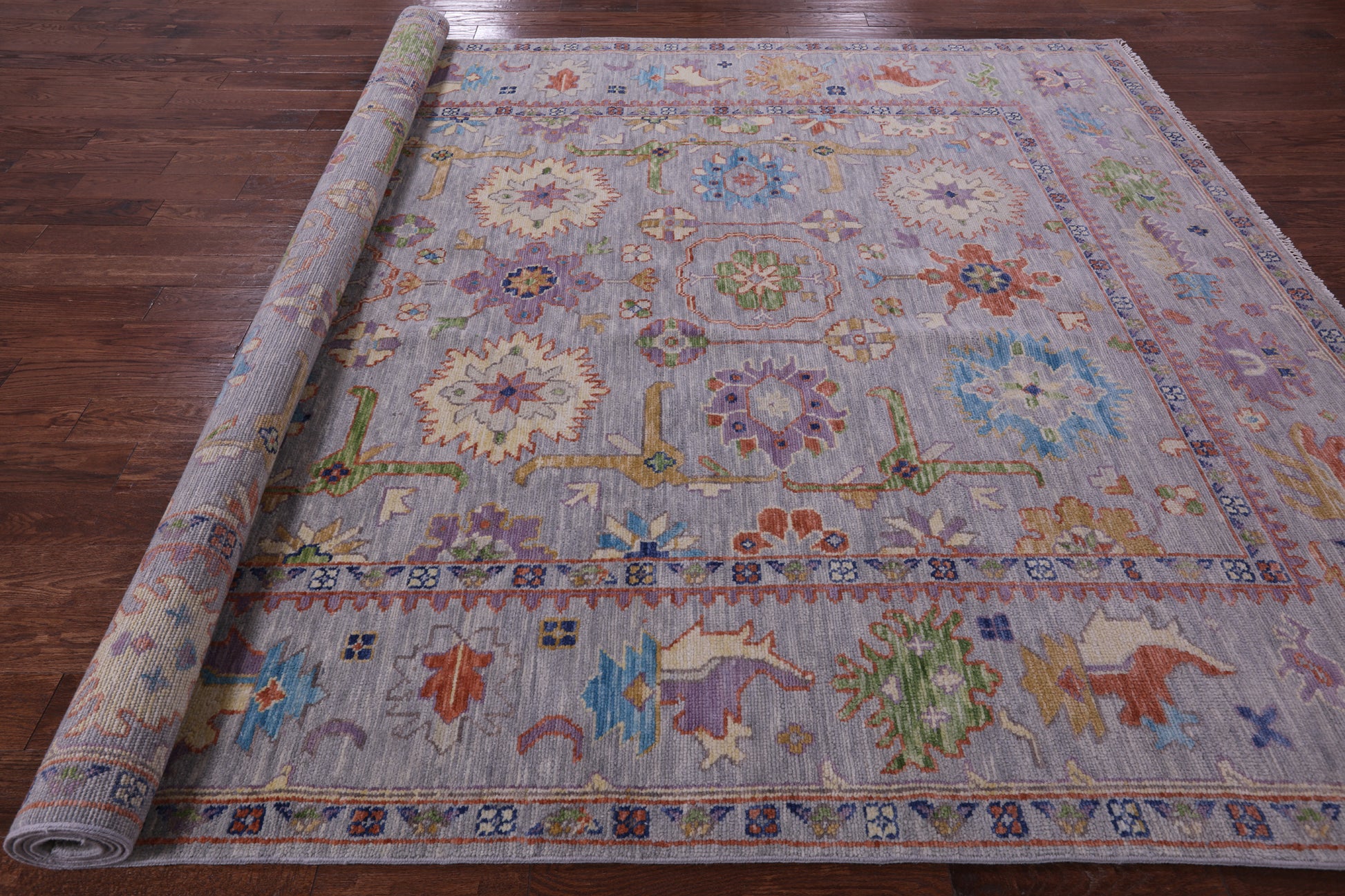 Grey Turkish Oushak Hand Knotted Wool Rug - 8' 10" X 12' 0" - Golden Nile