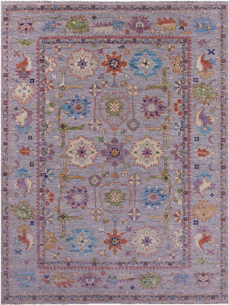 Grey Turkish Oushak Hand Knotted Wool Rug - 8' 10" X 12' 0" - Golden Nile