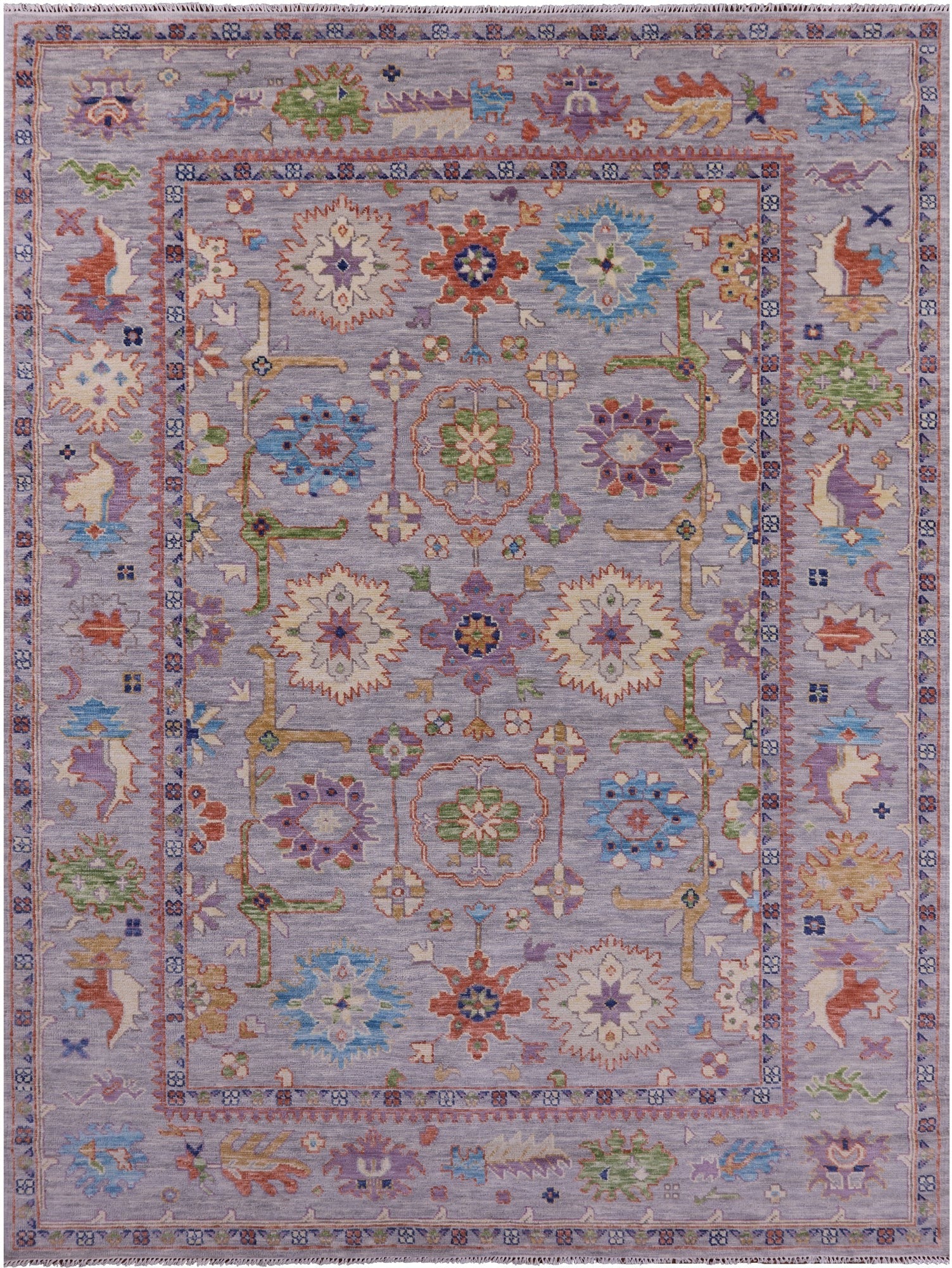 Grey Turkish Oushak Hand Knotted Wool Rug - 8' 10" X 12' 0" - Golden Nile