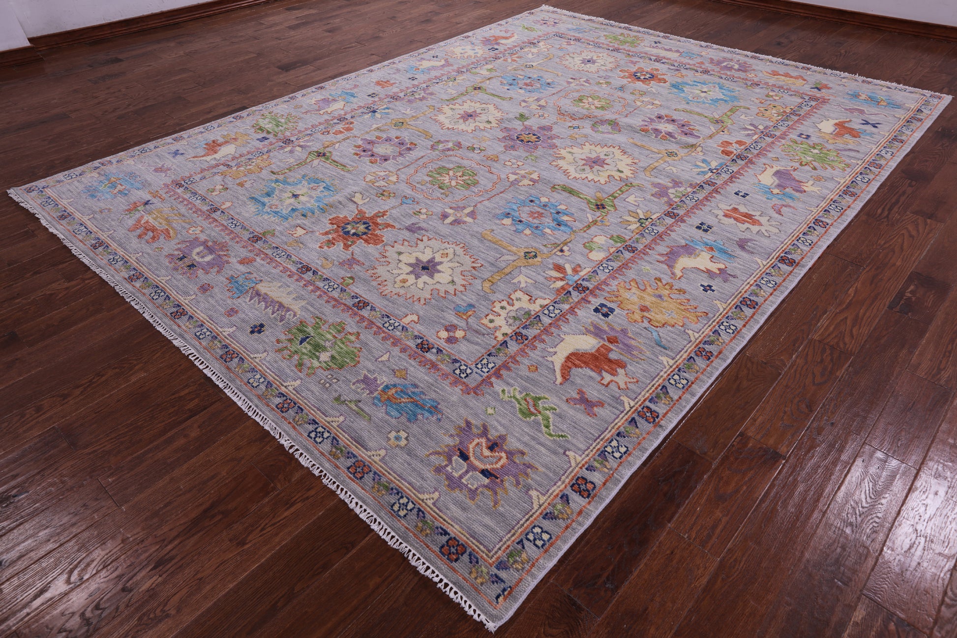 Grey Turkish Oushak Hand Knotted Wool Rug - 8' 10" X 12' 0" - Golden Nile