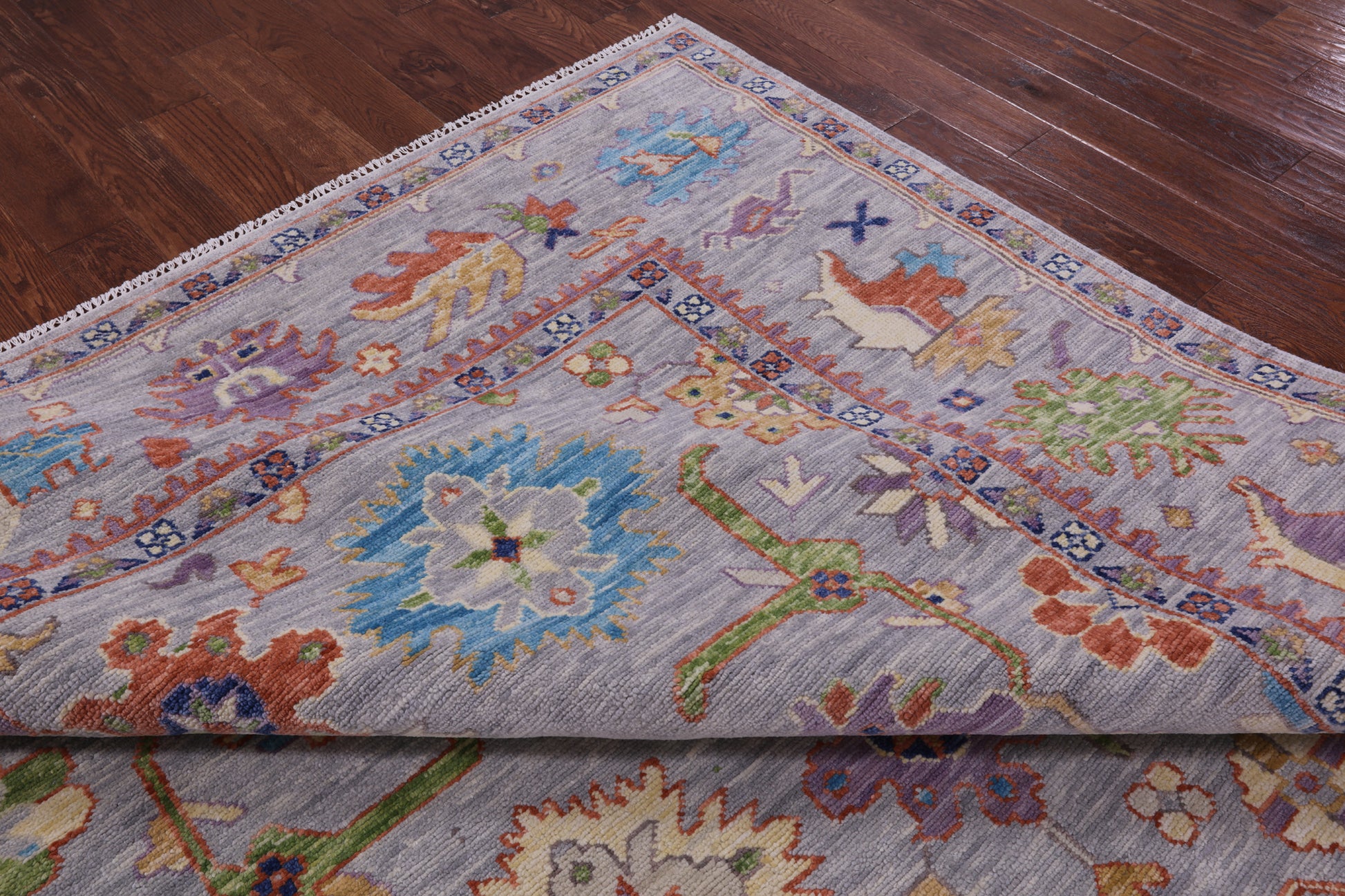 Grey Turkish Oushak Hand Knotted Wool Rug - 8' 10" X 12' 0" - Golden Nile
