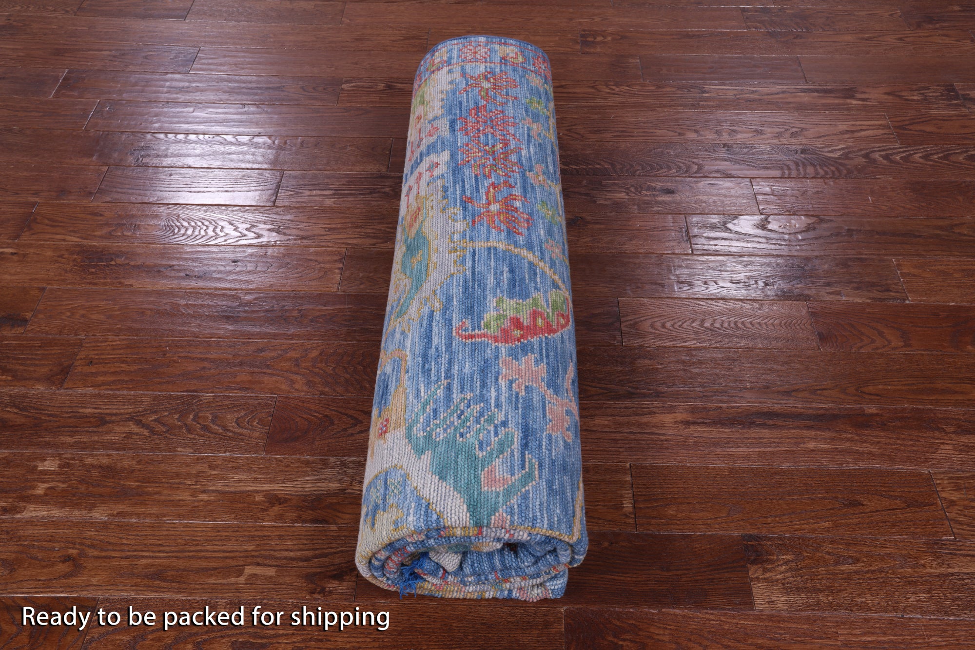 Blue Persian Fine Serapi Hand Knotted Wool Rug - 7' 11" X 10' 1" - Golden Nile