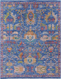 Blue Persian Fine Serapi Hand Knotted Wool Rug - 7' 11" X 10' 1" - Golden Nile