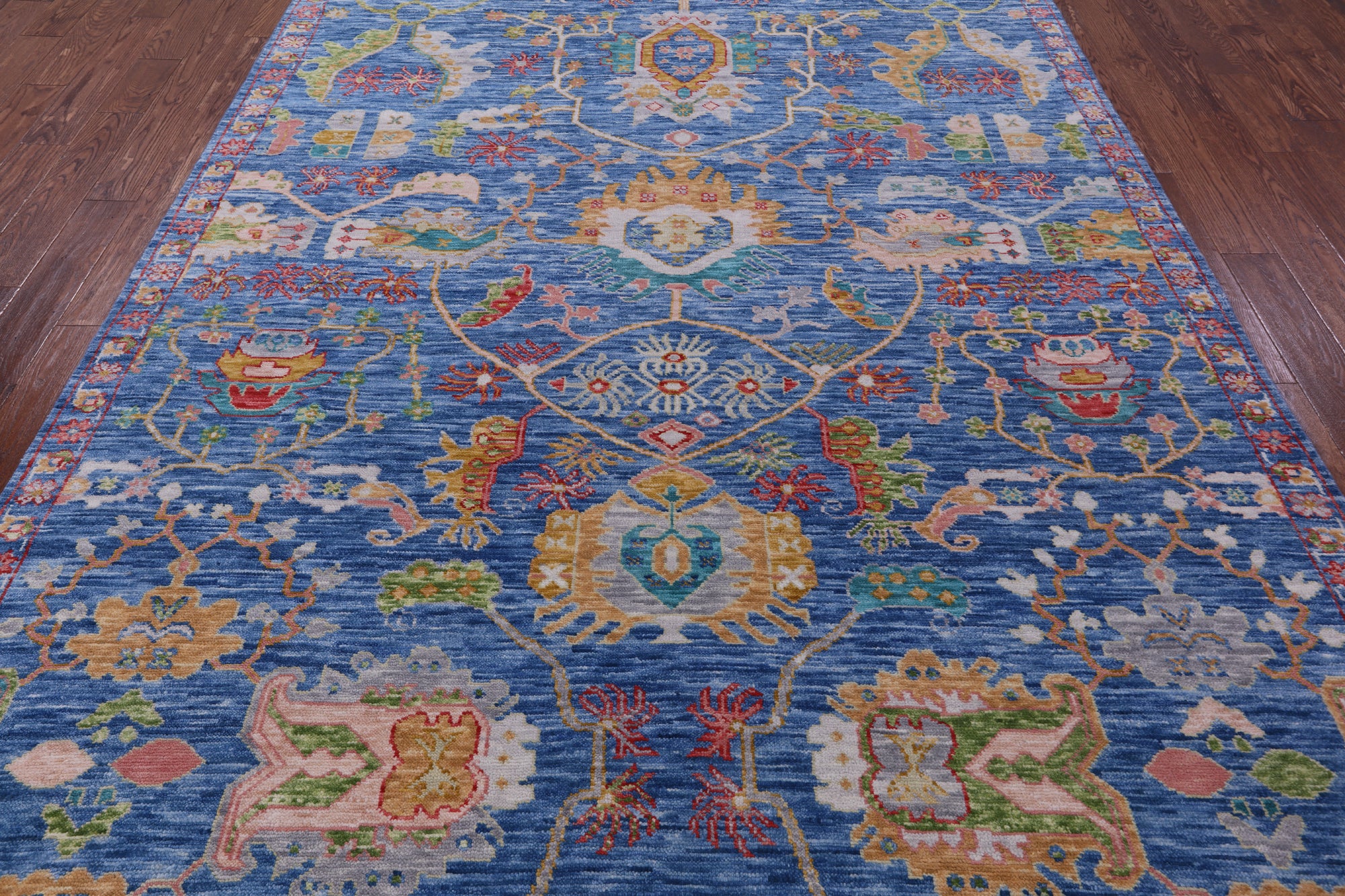 Blue Persian Fine Serapi Hand Knotted Wool Rug - 7' 11" X 10' 1" - Golden Nile