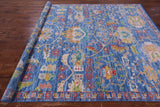 Blue Persian Fine Serapi Hand Knotted Wool Rug - 7' 11" X 10' 1" - Golden Nile