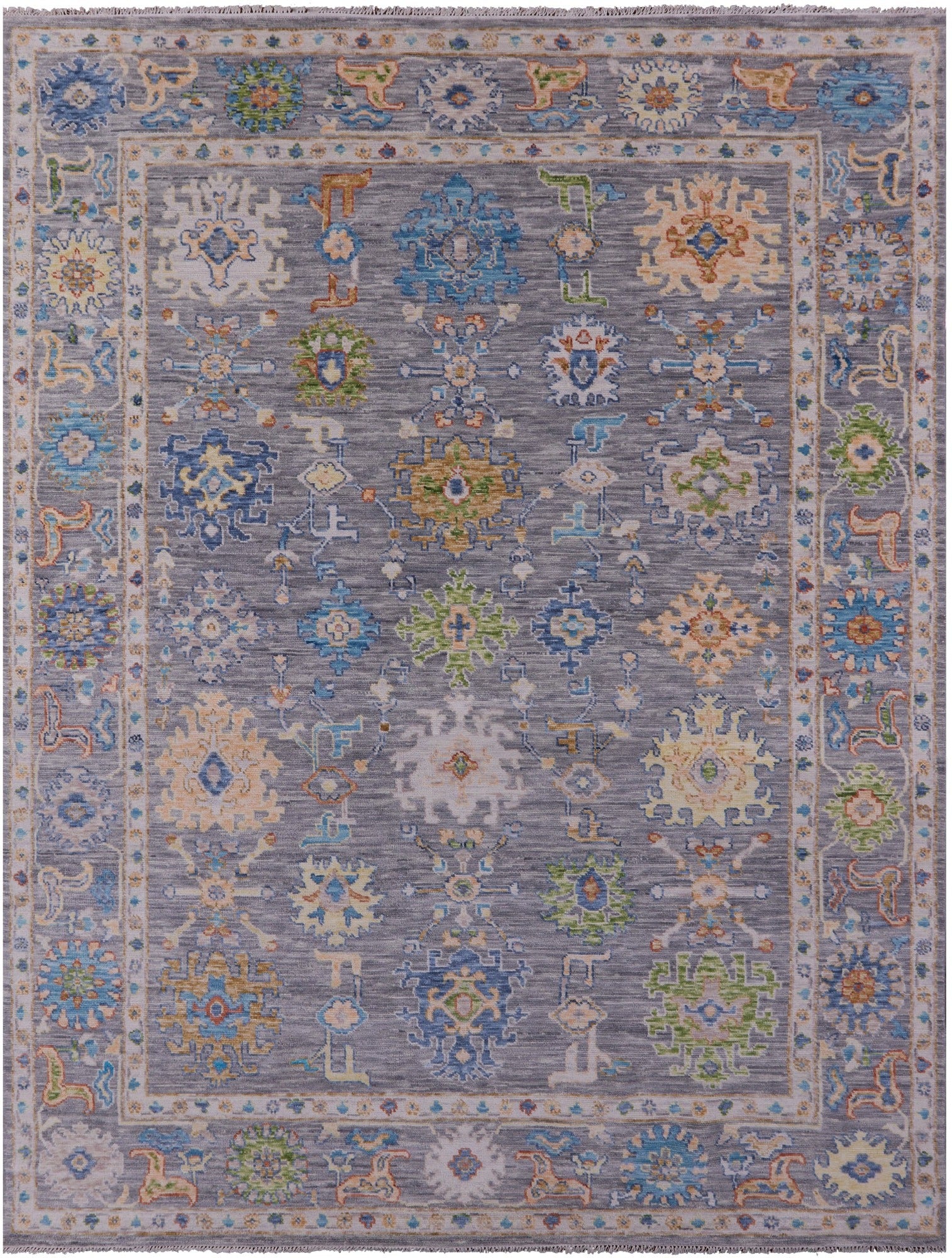 Grey Turkish Oushak Hand Knotted Wool Rug - 9' 3" X 12' 3" - Golden Nile