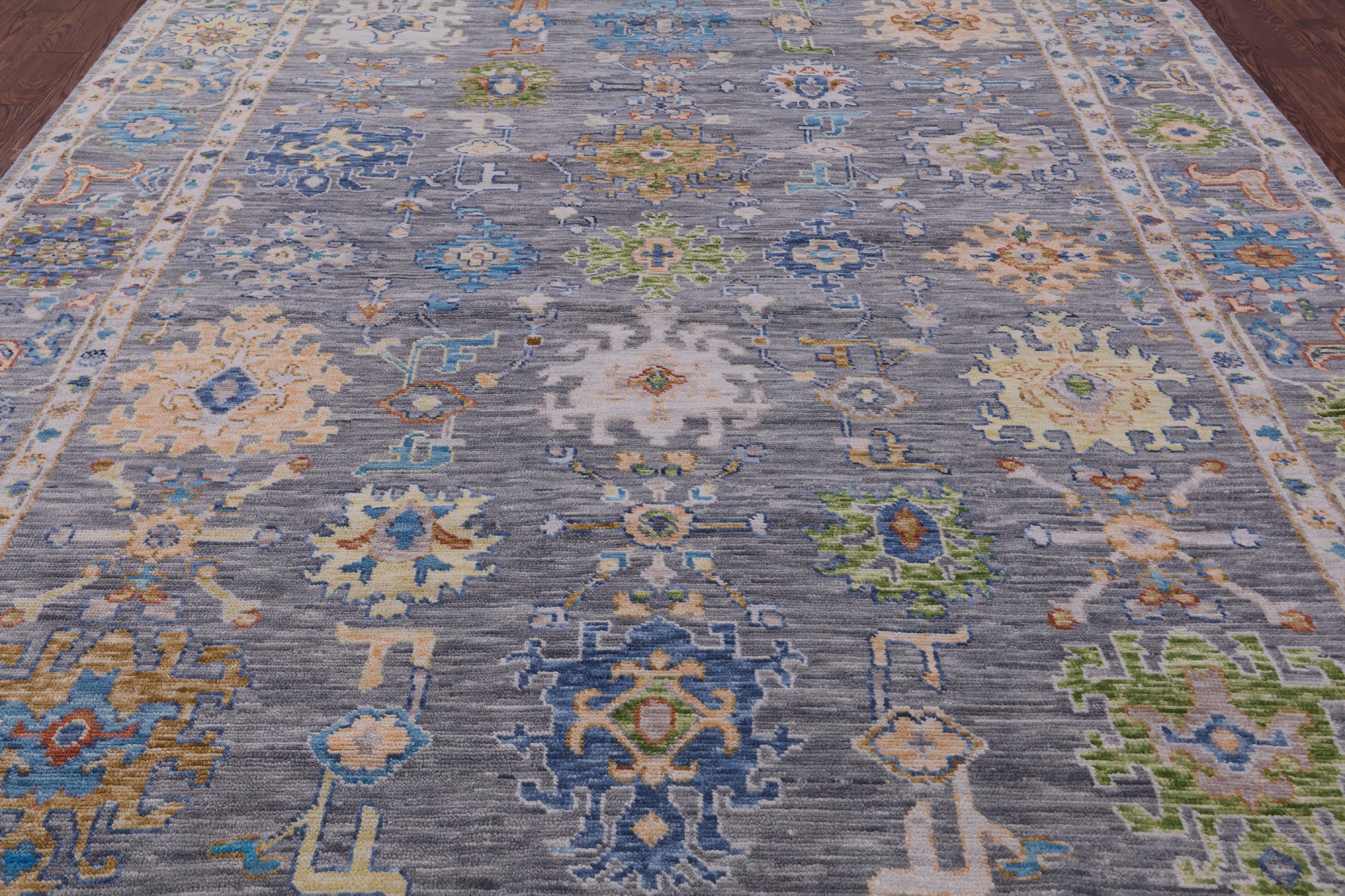 Grey Turkish Oushak Hand Knotted Wool Rug - 9' 3" X 12' 3" - Golden Nile