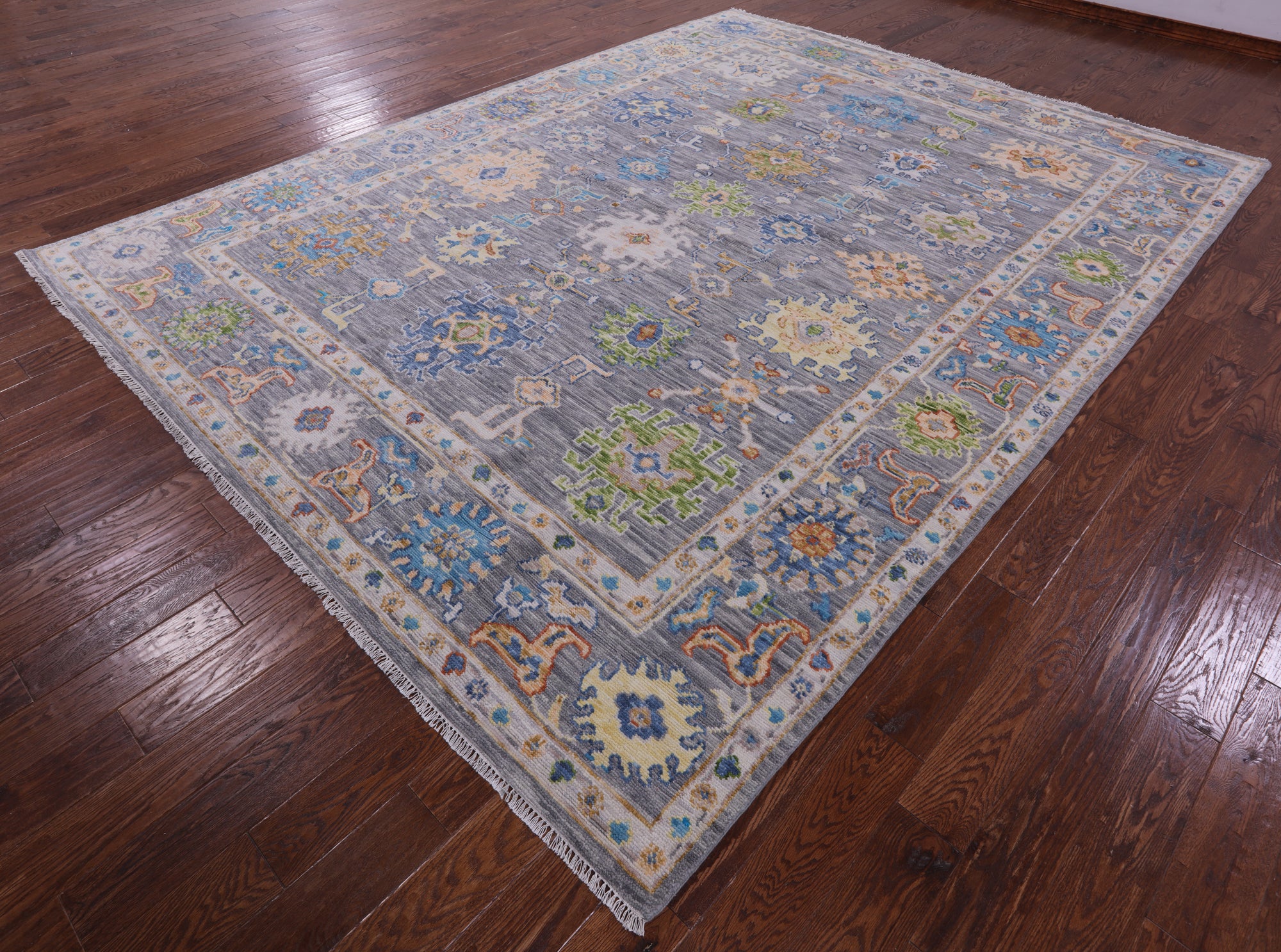 Grey Turkish Oushak Hand Knotted Wool Rug - 9' 3" X 12' 3" - Golden Nile