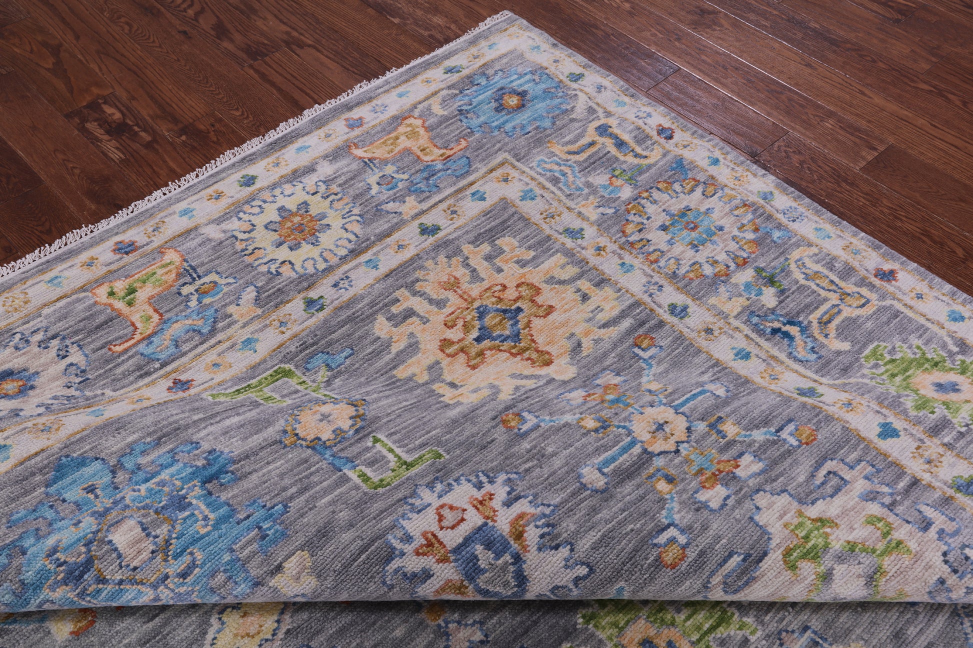 Grey Turkish Oushak Hand Knotted Wool Rug - 9' 3" X 12' 3" - Golden Nile