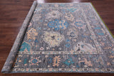 Grey Square Turkish Oushak Hand Knotted Wool Rug - 7' 11" X 8' 1" - Golden Nile