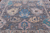 Grey Square Turkish Oushak Hand Knotted Wool Rug - 7' 11" X 8' 1" - Golden Nile
