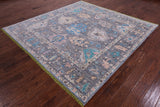 Grey Square Turkish Oushak Hand Knotted Wool Rug - 7' 11" X 8' 1" - Golden Nile