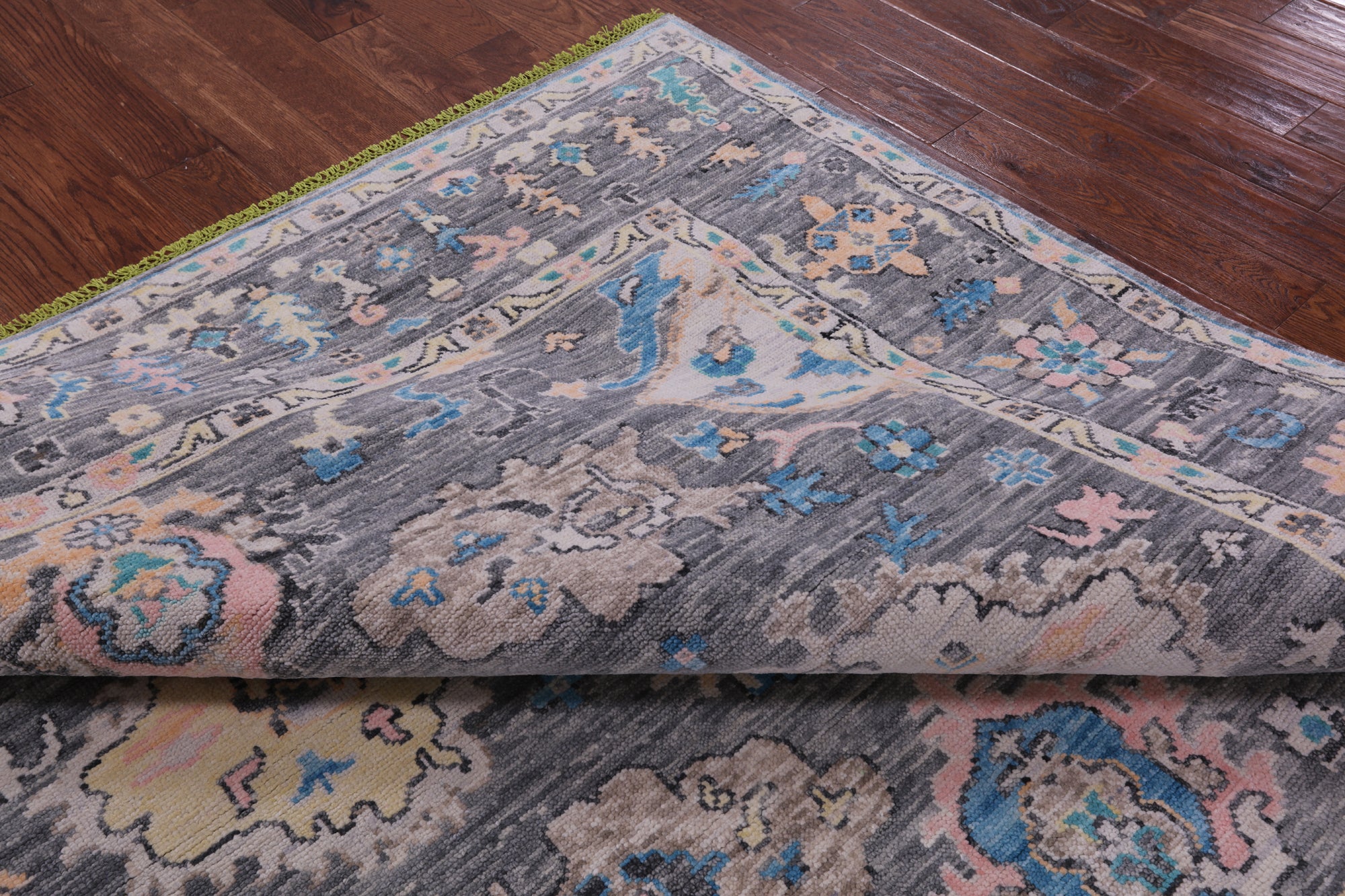 Grey Square Turkish Oushak Hand Knotted Wool Rug - 7' 11" X 8' 1" - Golden Nile
