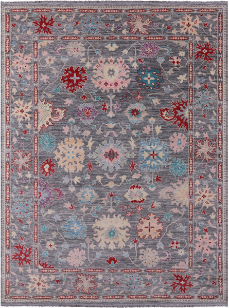 Grey Turkish Oushak Hand Knotted Wool Rug - 9' 0" X 12' 2" - Golden Nile