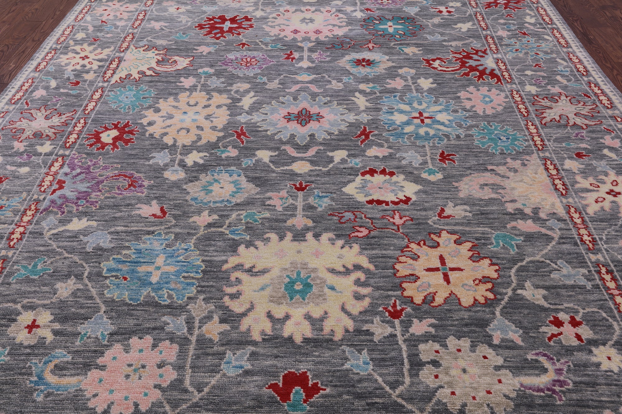 Grey Turkish Oushak Hand Knotted Wool Rug - 9' 0" X 12' 2" - Golden Nile