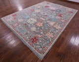Grey Turkish Oushak Hand Knotted Wool Rug - 9' 0" X 12' 2" - Golden Nile
