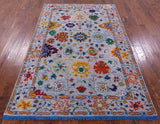 Grey Turkish Oushak Hand Knotted Wool Rug - 5' 3" X 7' 10" - Golden Nile