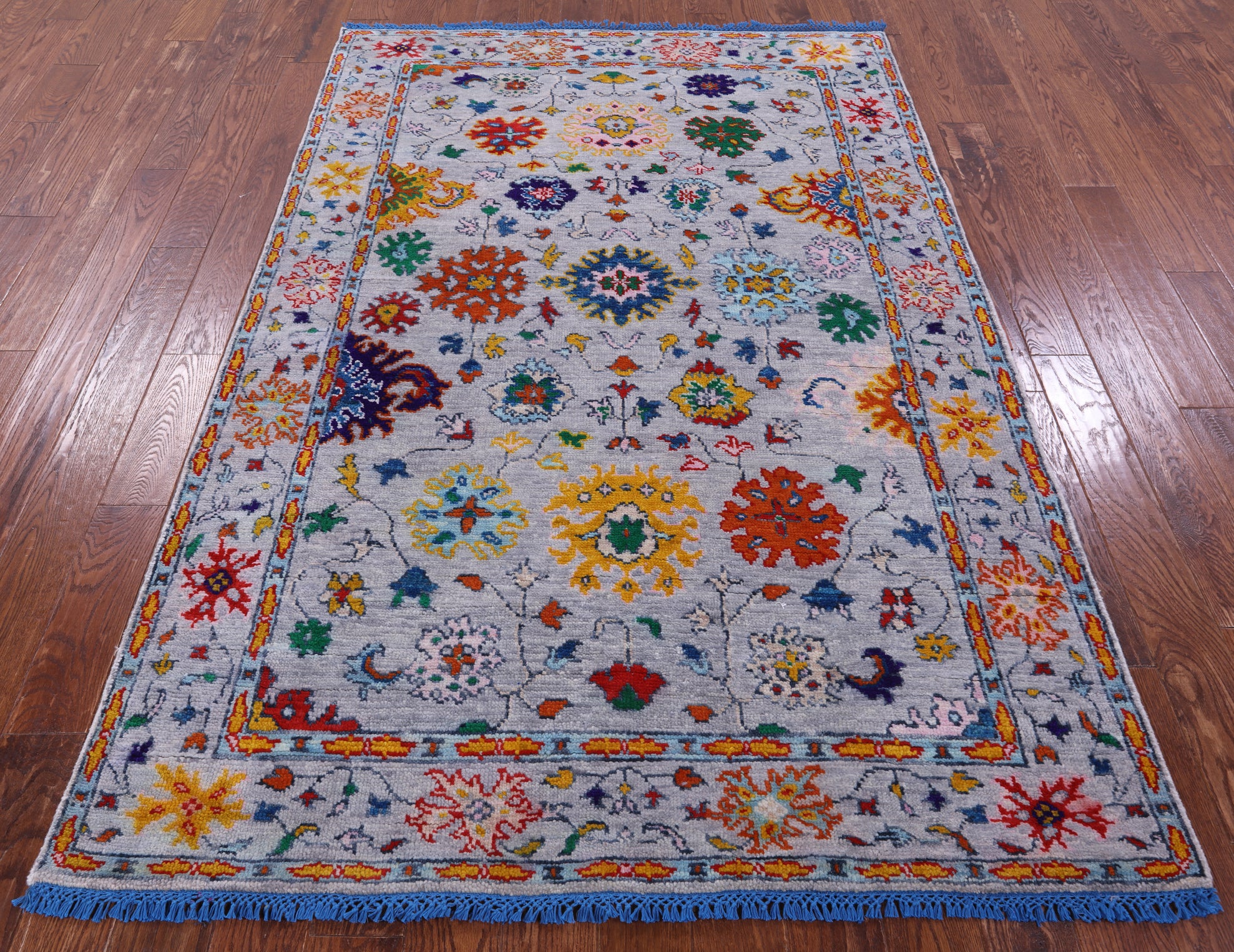 Grey Turkish Oushak Hand Knotted Wool Rug - 5' 3" X 7' 10" - Golden Nile