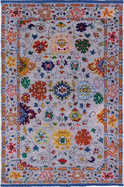 Grey Turkish Oushak Hand Knotted Wool Rug - 5' 3" X 7' 10" - Golden Nile