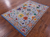 Grey Turkish Oushak Hand Knotted Wool Rug - 5' 3" X 7' 10" - Golden Nile