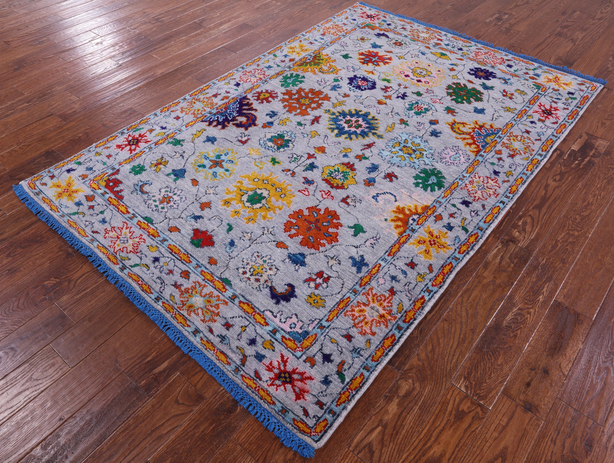 Grey Turkish Oushak Hand Knotted Wool Rug - 5' 3" X 7' 10" - Golden Nile