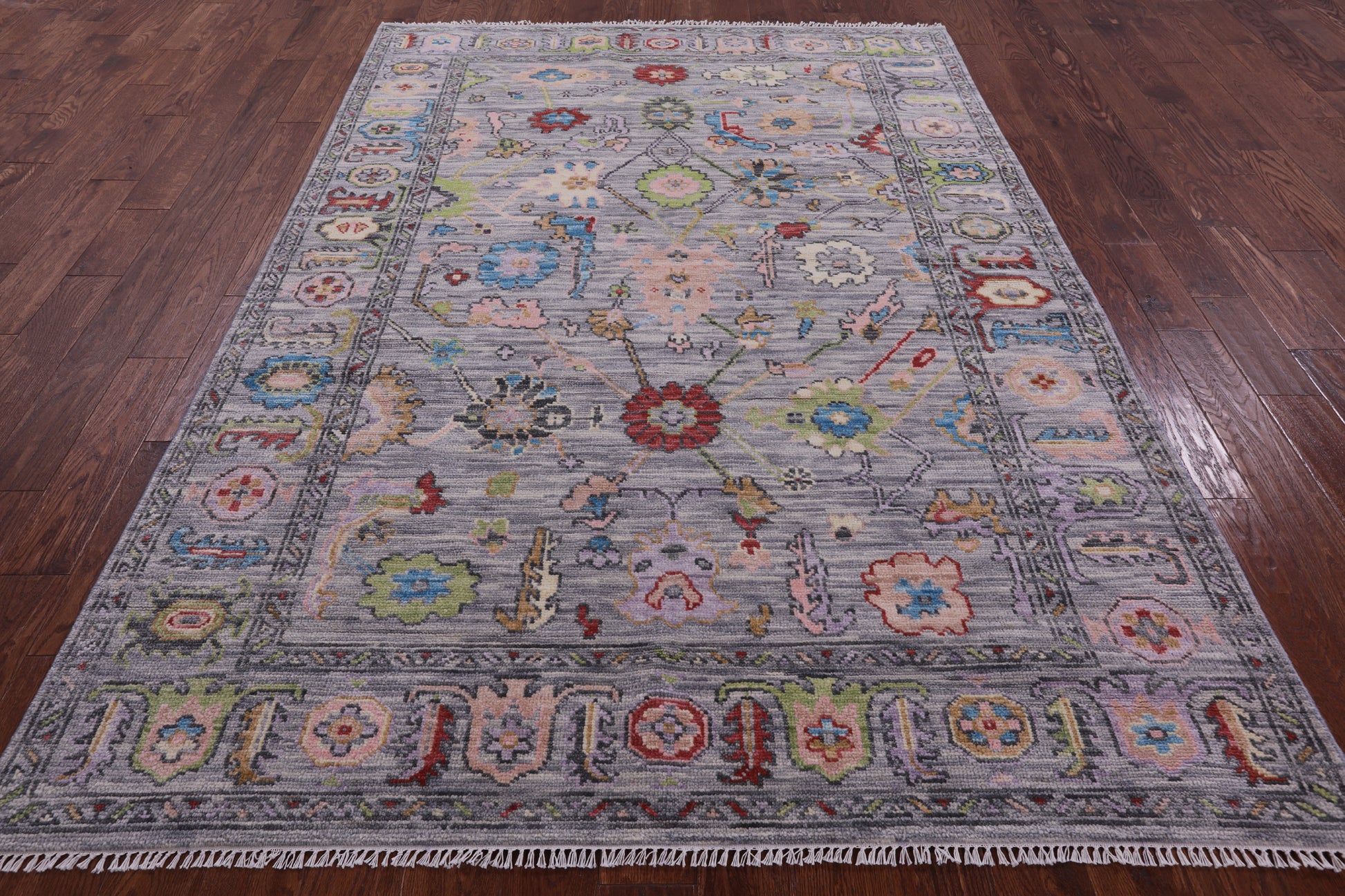 Grey Turkish Oushak Hand Knotted Wool Rug - 6' 3" X 9' 0" - Golden Nile