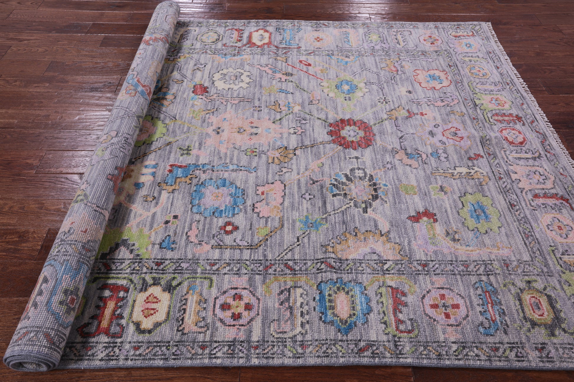Grey Turkish Oushak Hand Knotted Wool Rug - 6' 3" X 9' 0" - Golden Nile