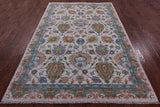 Ivory William Morris Hand Knotted Wool Rug - 6' 1" X 9' 3" - Golden Nile