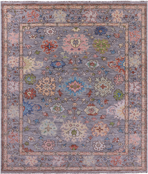 Grey Turkish Oushak Hand Knotted Wool Rug - 7' 11" X 9' 6" - Golden Nile