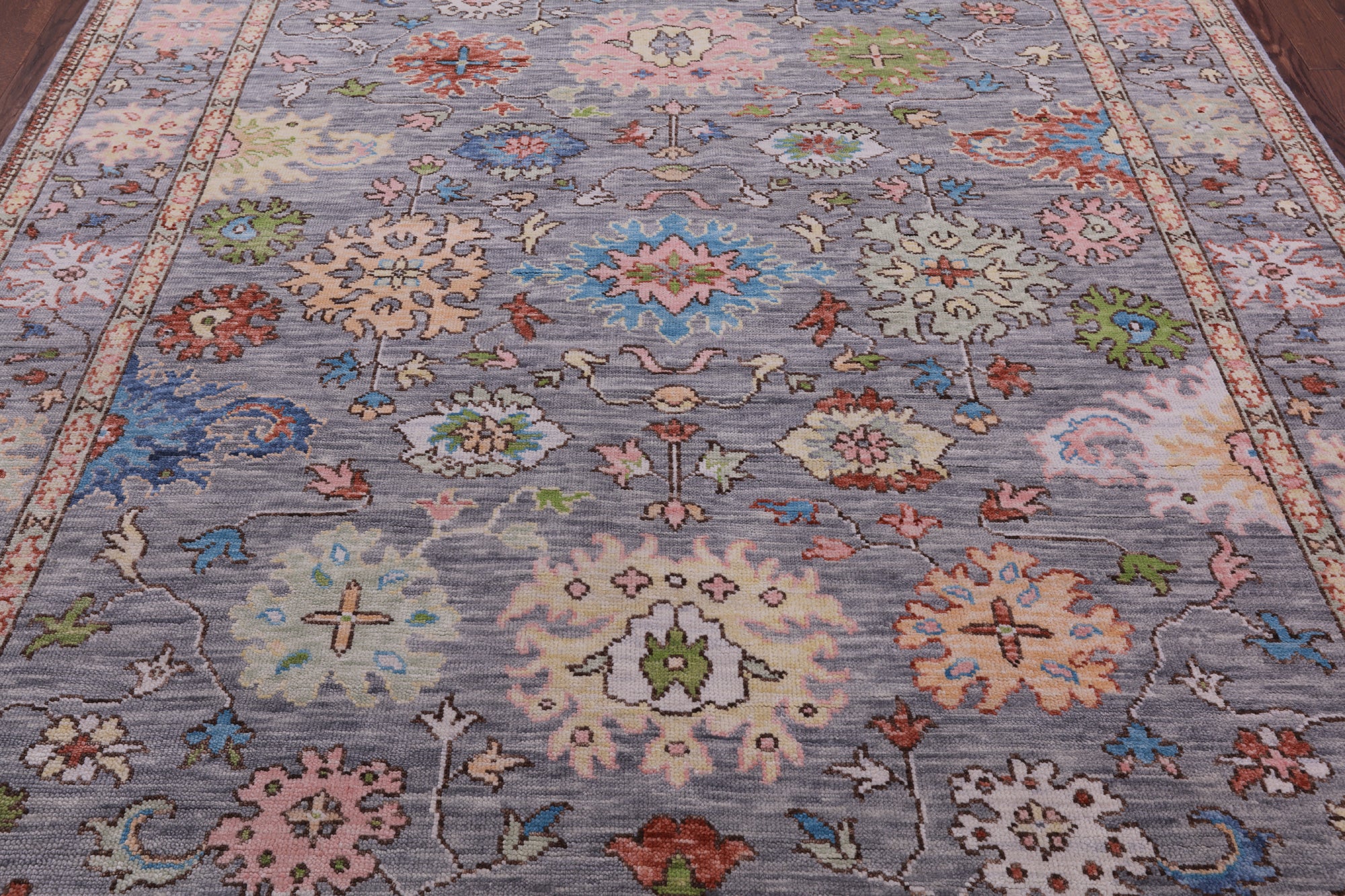 Grey Turkish Oushak Hand Knotted Wool Rug - 7' 11" X 9' 6" - Golden Nile