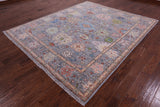 Grey Turkish Oushak Hand Knotted Wool Rug - 7' 11" X 9' 6" - Golden Nile