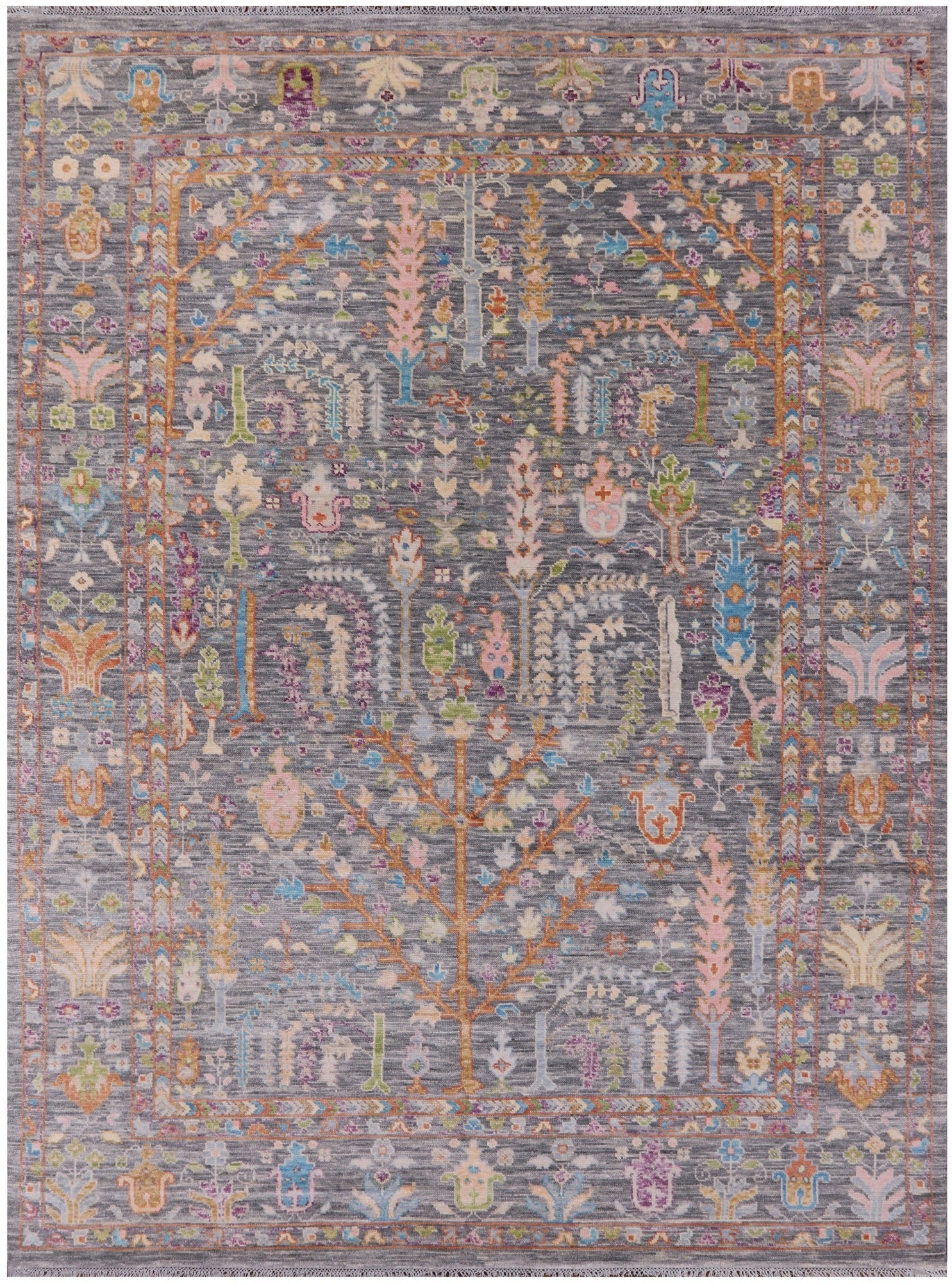 Grey Turkish Oushak Hand Knotted Wool Rug - 8' 10" X 12' 1" - Golden Nile