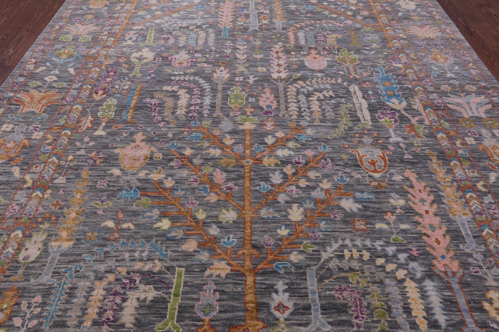 Grey Turkish Oushak Hand Knotted Wool Rug - 8' 10" X 12' 1" - Golden Nile